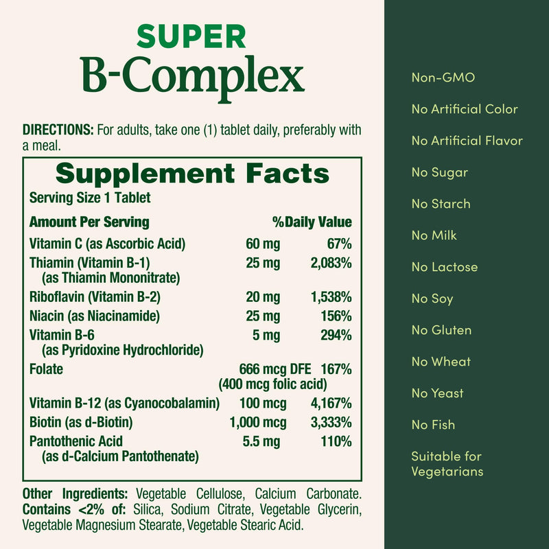 Nature's Bounty Super B Complex Vitamins with Vitamin C & Folic Acid 150 Count (Pack of 1)