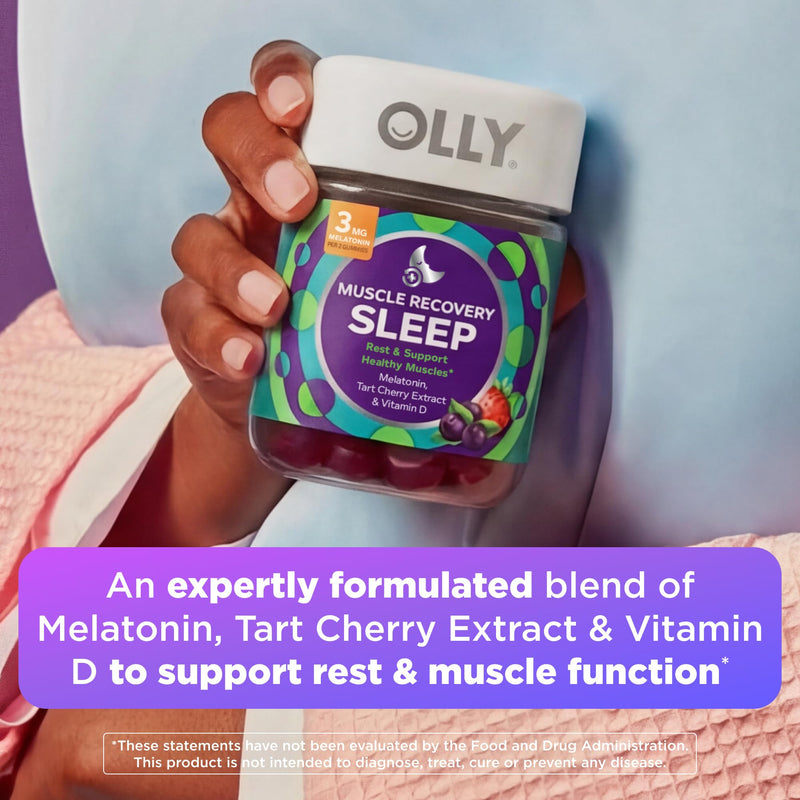 OLLY Muscle Recovery Sleep Gummy Supplement, Tart Cherry - 40 Count 40 Count (Pack of 1)
