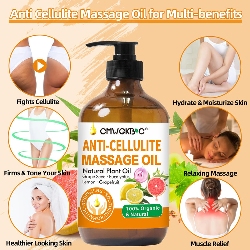 [Australia] - Anti Cellulite Oil Massage Oil for Massage Therapy,Body Oil for Skin Tightening & Cellulite Remover in Thighs and Butt,Cellulite Treatment Massage Oil,Assists with Firming,Toning & Moisturizes Skin Anti Cellulite Oil 
