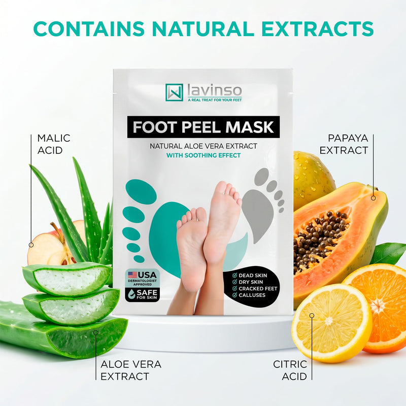 Foot Peel Mask for Dry Cracked Feet – 2 Pack Peeling Mask Removes Dead Skin and Calluses - Exfoliating for Soft Baby Feet, Original Scent Aloe Vera 1 Count (Pack of 2)