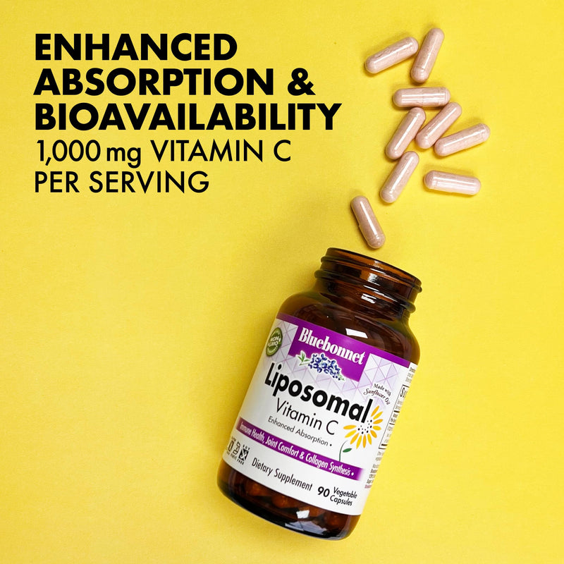 BlueBonnet Nutrition Liposomal Vitamin C 1000 mg, 180 Vegetable Capsules | Immune & Joint Comfort; Non-GMO, Vegan, Kosher, Gluten-Free, Soy-Free 180 Count (Pack of 1)