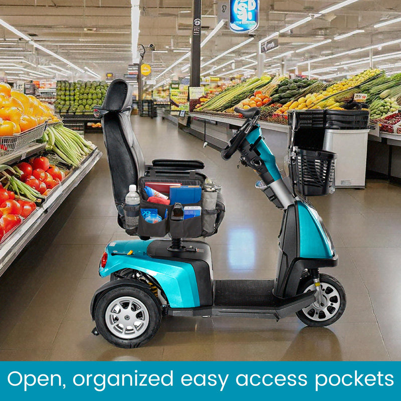 [Australia] - High Road Mobility Scooter Bag, Walker Caddy and Wheelchair Storage Bag - 8-Pocket Mobility Organizer with Bottle and Cup Holder for Wheelchairs, Walkers and Scooters Black 