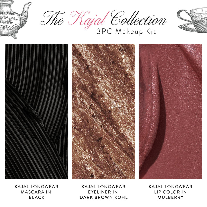 [Australia] - LAURA GELLER NEW YORK The Kajal Collection 3PC Makeup Kit - Kohl Eyeliner Crayon, Mascara & Matte Lip Color - Limited Edition Eye & Lip Makeup Gift Set - Perfect for Mother's Day, Birthday, Gifting 