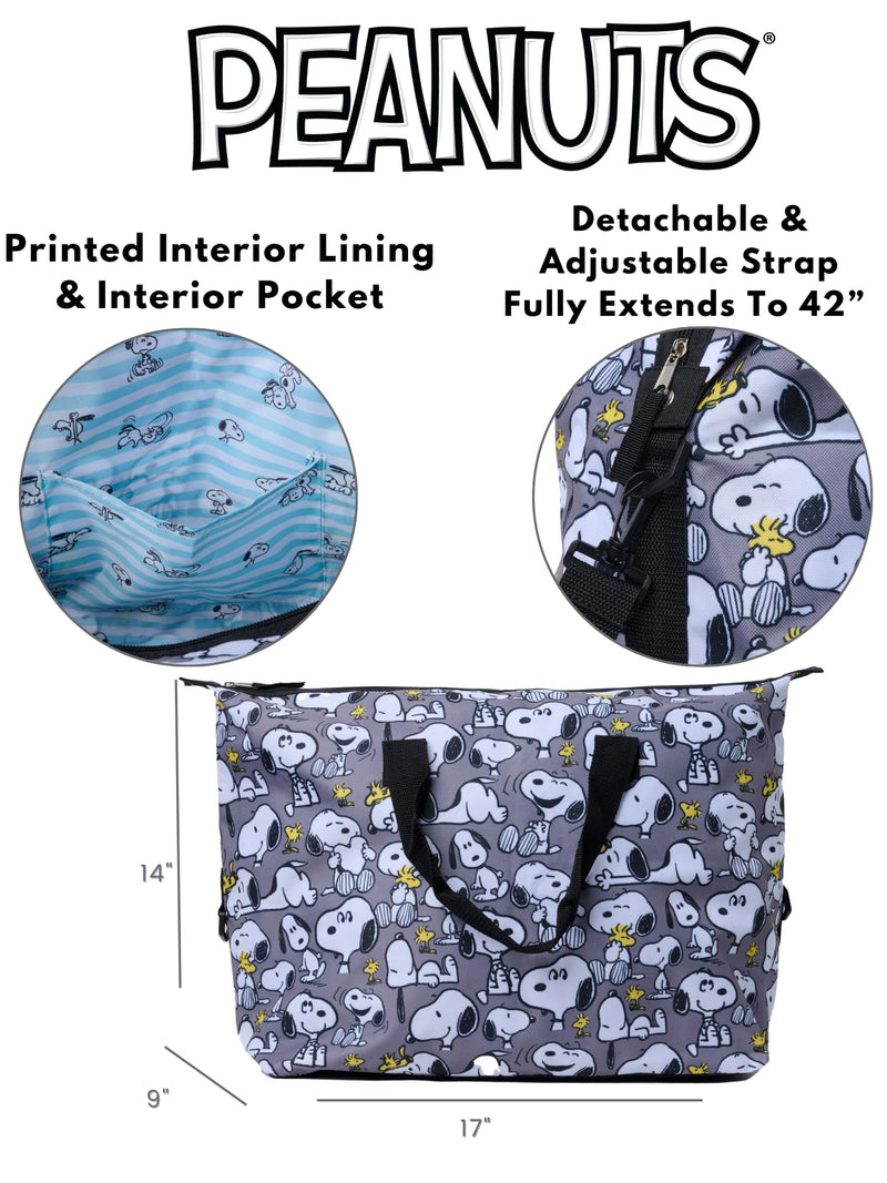 Peanuts Tote Duffel Bag Snoopy Woodstock All Over Print Weekender Travel