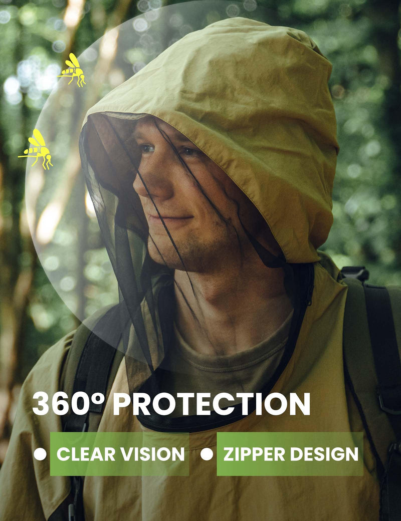 [Australia] - Mosquito Jacket, Durable Bug-Proof Jacket with Adjustable Hood & Pocket, Summer Adventures Mosquito Proof Clothing XX-Large 