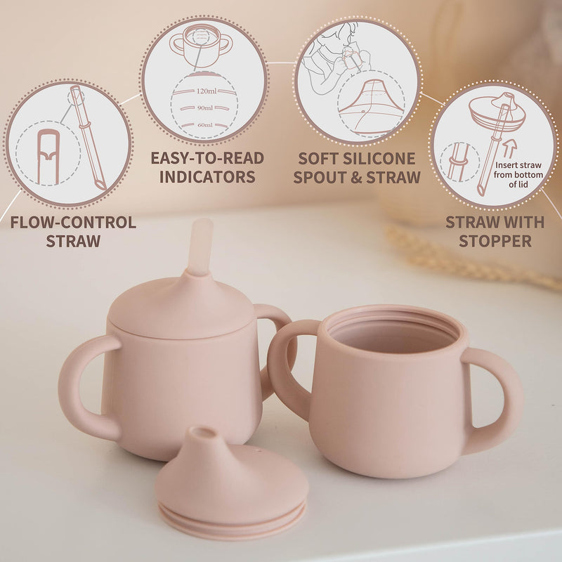 [Australia] - Moonkie Silicone Baby Sippy Cups | 3 Stages Training Cup Straw Cup for Infants Toddlers and Kid | 4 oz 1Pack Ether 