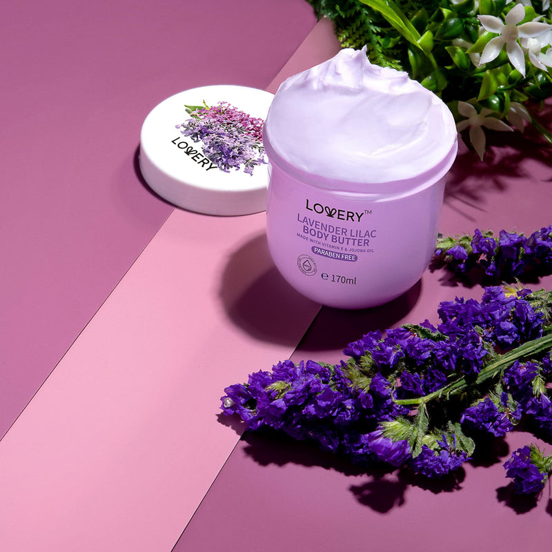 Lavender Lilac Body Butter - Shea Cream with Jojoba Oil & Vitamin E - Hydrating Natural Moisturizer for Hands - 5.74 Fl Oz 5.74 Ounce (Pack of 1)