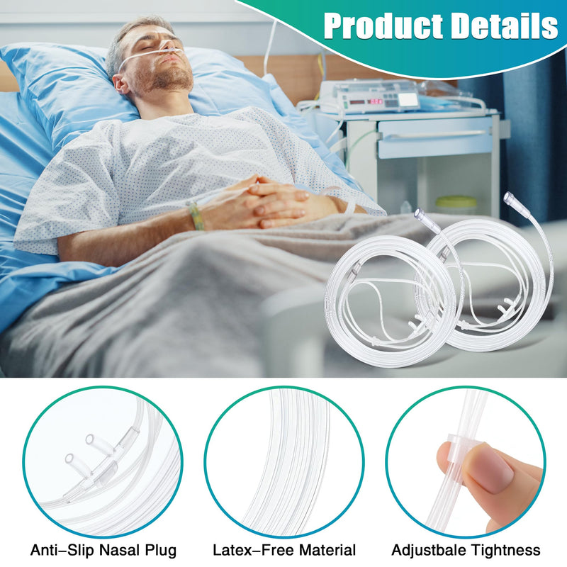 [Australia] - 10 Pack 7Ft Adult Oxygen Nasal Cannula, Soft Cannula Nasal Tubing for Adult, Oxygen Tubing with Soft Curved Nose Piece, High Flow Lightweight Transparent 