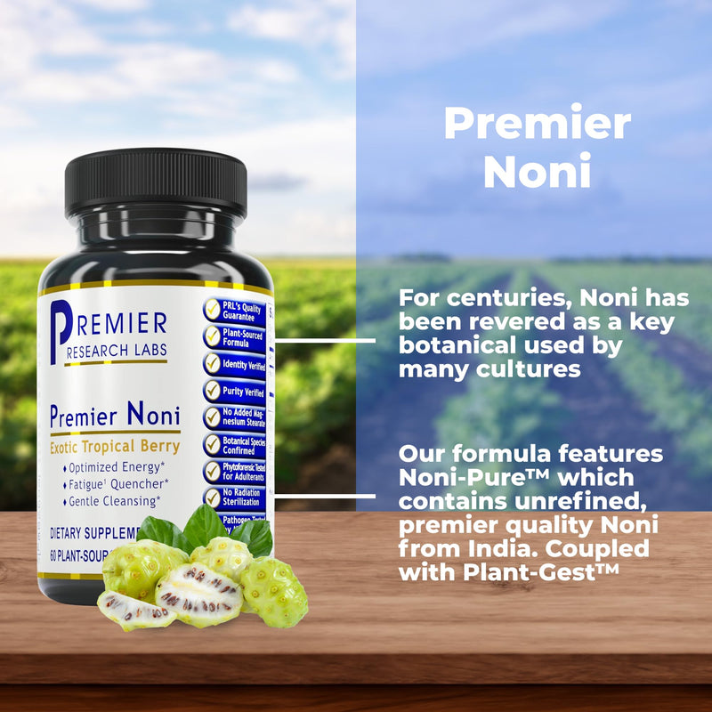 [Australia] - Premier Research Labs Premier Noni - Organic Noni Capsules, Noni Fruit Powder Pills, Noni Extract Supplement for Gut Health, Energy & Immune Health Support - 60 Vegetarian Capsules 