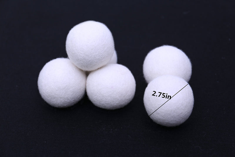 [Australia] - Wool Dryer Balls Organic XL 6-Pack, Reusable Natural Fabric Softener, Reduces Wrinkles,Dryer Sheets Alternative White 