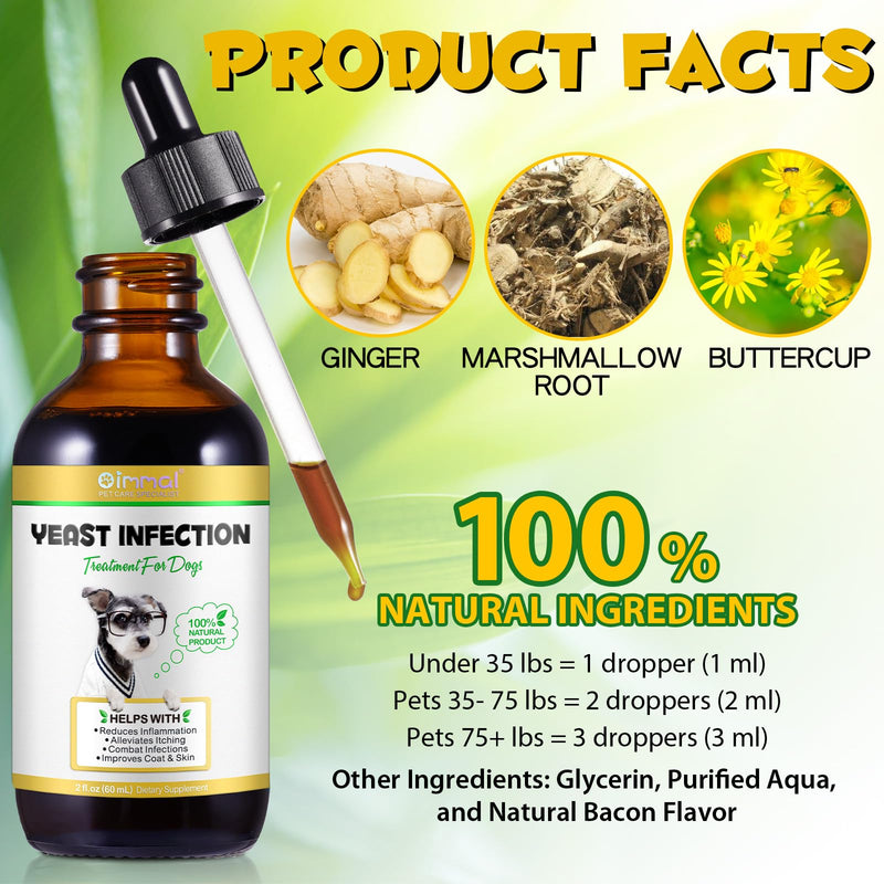 ALIVO Yeast Infection Treatment for Dogs, Natural Yeast Infection Treatment Supports Dog Itch Relief, Dog Ear Infection, Dog Allergy Relief, Pet Supplies Dog Herbal Supplement, Bacon Flavor - 2 oz 2 Fl Oz - PawsPlanet Australia