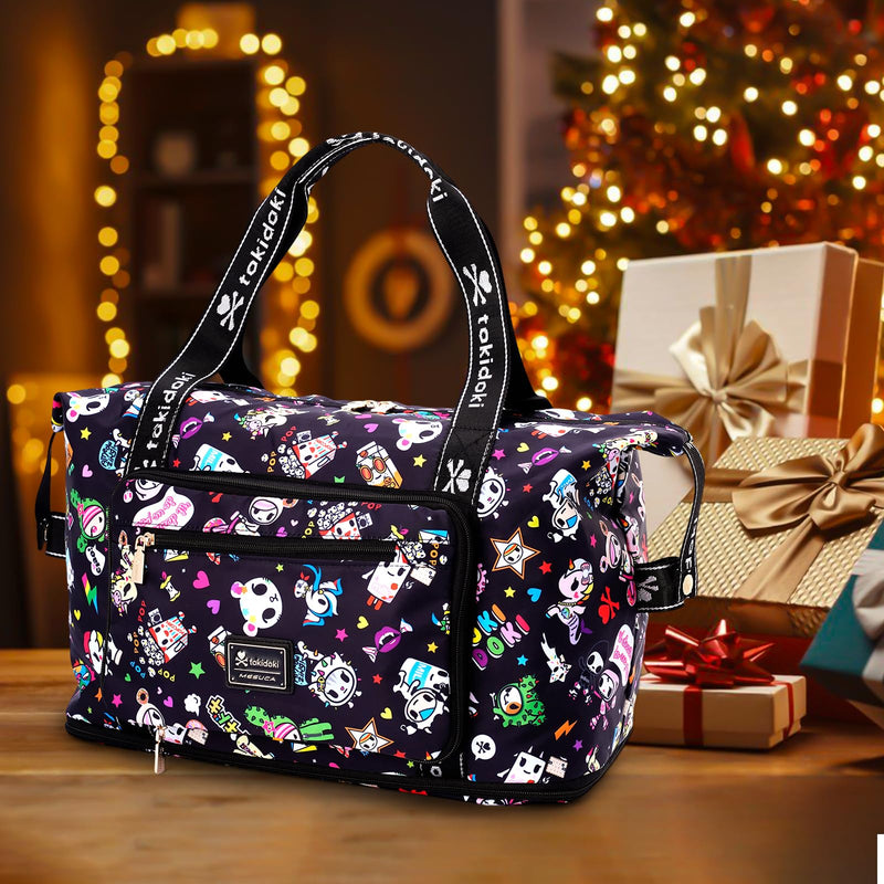 Tokidoki Unicorno 40L Foldable Expandable Travel Duffle Bag, Weekender Overnight Gym Duffel Luggage Carry On Bag for Women Girls