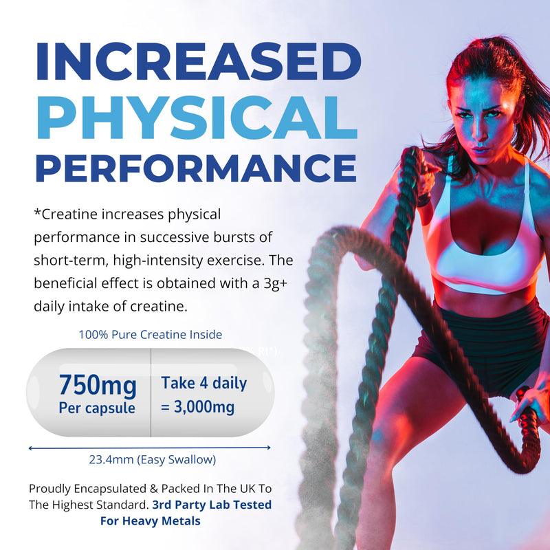 CLN Labs Creatine Monohydrate Capsules | 360 Capsules | 3000mg per Serving | 3 Months Supply | Easy Swallow Compared to Tablets | Unflavoured | Made in the UK