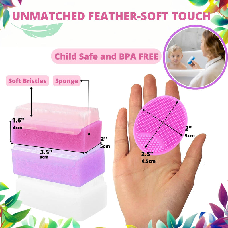 [Australia] - Cradle Cap Treatment Kit for Baby Girl | Baby Cradle Cap Brush for Babies - Baby Bath Essentials | Cradle Cap Comb & Baby Bath Sponge (Pink 6-Pack) 6-Pack Cradle Cap Kit - Pink 