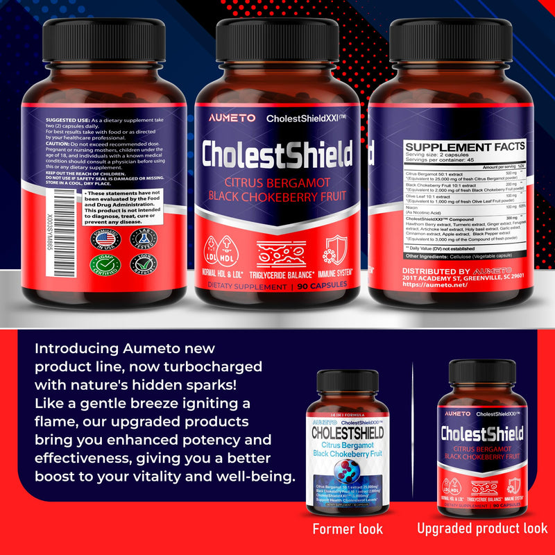 [Australia] - CholestShield with Citrus Bergamot, Black Chokeberry Fruit, Hawthorn Berry - Advanced 14-in-1 Formula for Healthy HDL-LDL Levels* - Made in The USA (90 Count (Pack of 1)) 90 Count (Pack of 1) 