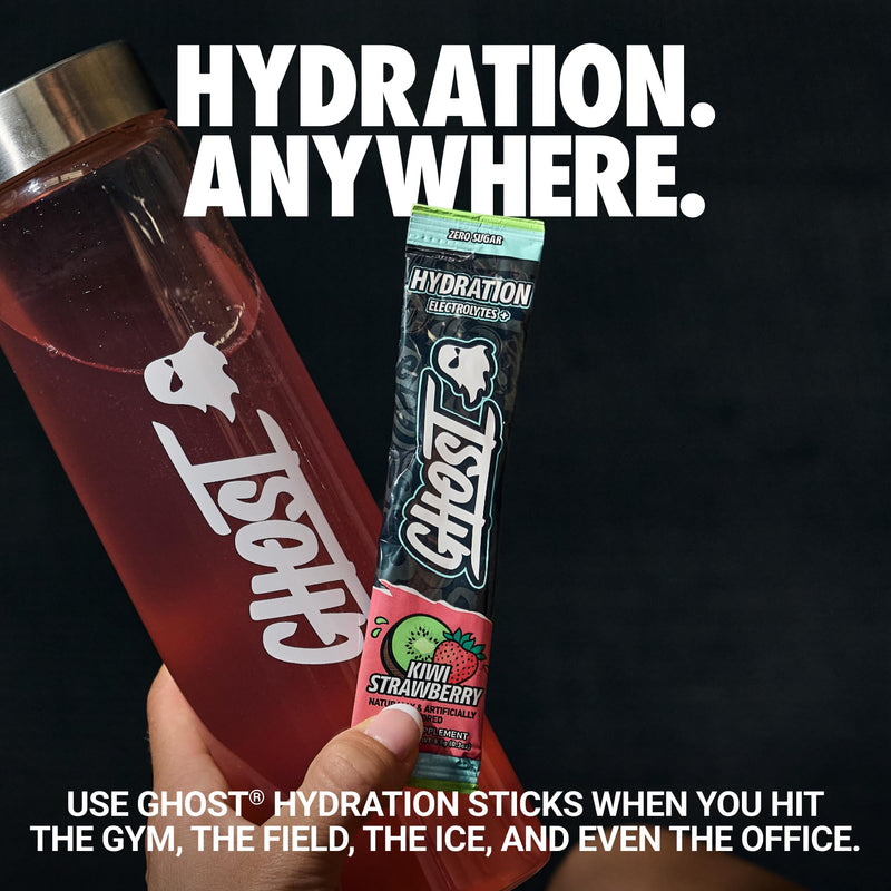 GHOST Hydration Sticks, 24 Electrolyte Powder Packets, Kiwi Strawberry | Sugar-Free Instant Electrolyte Drink Mix - Caffeine-Free Daily Hydration & Immune Support with Clean Formula Kiwi Strawberry (24 Sticks)