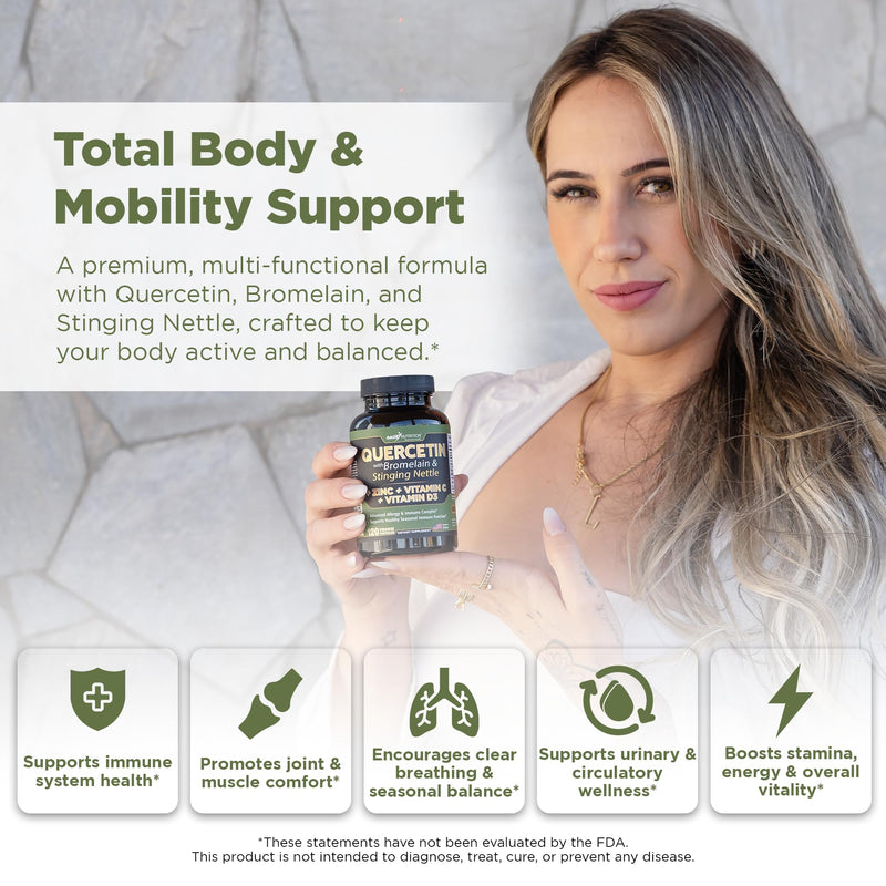 Gade Nutrition Quercetin with Bromelain Vitamin C and Zinc + Stinging Nettle | Immune Support Supplement 500mg Capsules | Non-GMO | Made in USA | 4 Month Supply 120 Count (Pack of 2)