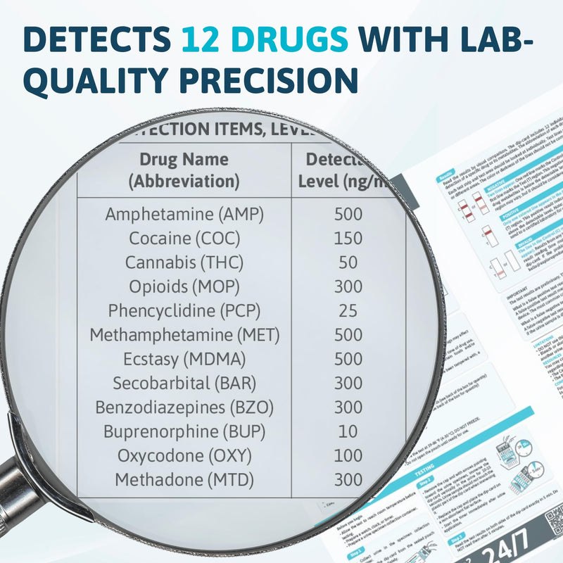 Exploro 12 Panel Drug Test Urine, Instant Home Multidrug Screen Kit, 1 Pack | Detects Marijuana, Cocaine, Opiates, Methamphetamine, Benzodiazepines, Oxycodone and More, Results in Minutes 1 Count ( Pack of 1)