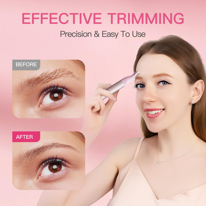 Nose Hair Trimmer for Women 3in1 Facial Hair Removal Trimmers- Rechargeable, Waterproof, Portable with Travel Bag- Trims Nose, Ear, Eyebrow, Peach-Fuzz, Lips, Chin Face Hair Remover FT2003 (Pink)