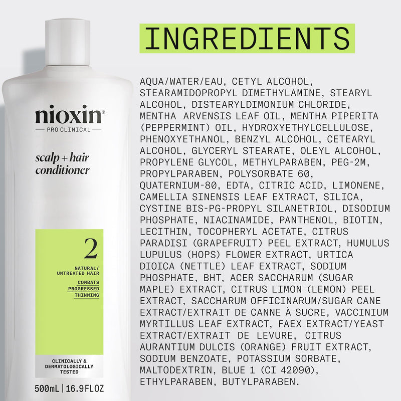 NIOXIN System 2 Scalp Care | Conditioner | Hair Thickening For Natural Hair | Scalp Health | For Natural Hair with Progressed Thinning | Boost Hair Density with Niacinamide & Biotin | Refreshed Scalp 16.9 Fl Oz (Pack of 1)