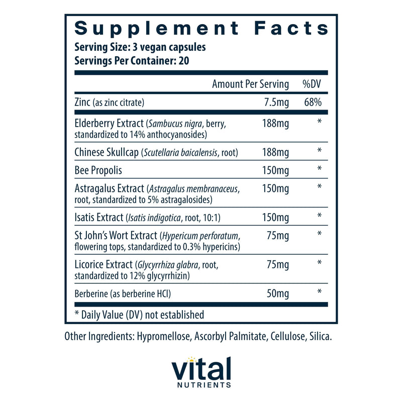 Vital Nutrients ViraCon - Vegan Immune Support Supplement* - Zinc, Elderberry, Licorice Root Extract, & Other Herbs for Comprehensive Immune Support - Gluten, Dairy, Soy Free - Non-GMO - 60 Capsules