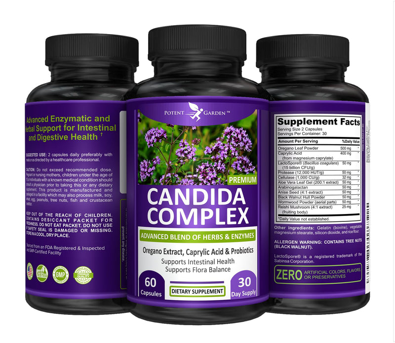 [Australia] - Candida Complex - Oregano and Caprylic Acid Blend, Gut Flora Balance Complex, Intestinal Health & Immune Support with Herbs & Probiotics, Gut Health Supplements for Women & Men 60 Count 