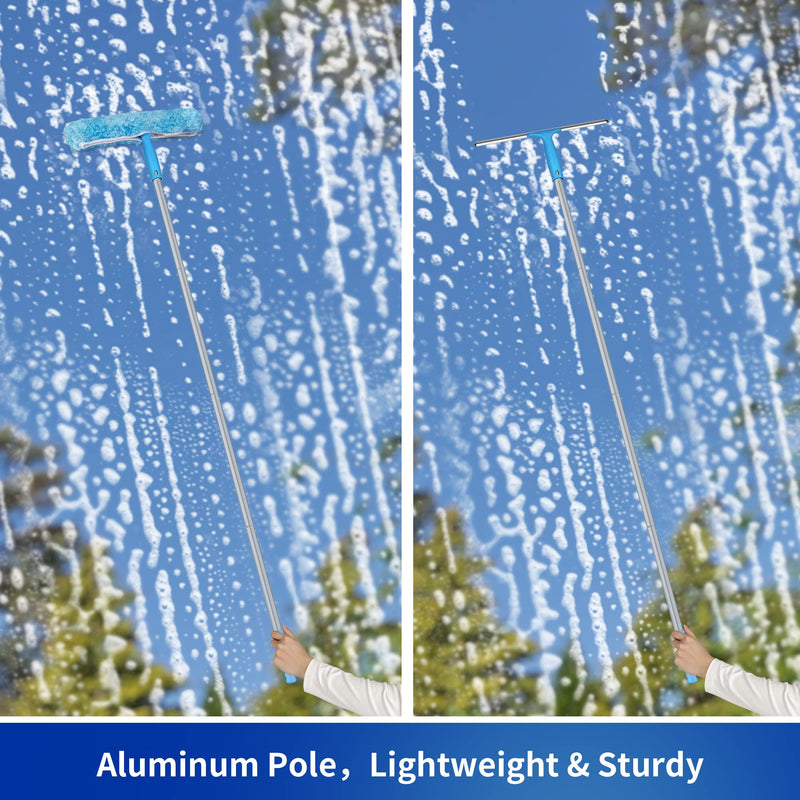 [Australia] - MR.SIGA 54.3 inch Long Extension Pole, Adjustable 4 Pieces Aluminum Pole for Window Squeegee Silver & Blue 