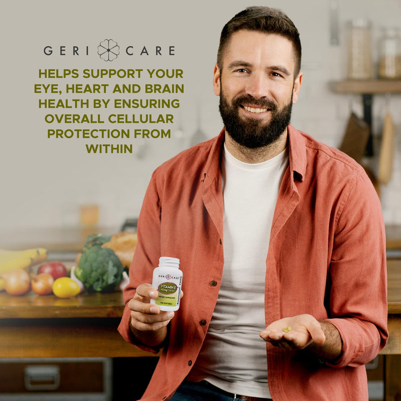 [Australia] - GeriCare High-Potency Vitamin E Capsules ‚Äì 100 IU for Skin & Immune Support, 45mg | 100 Count | Organic Vitamin E for Women and Men | Alternative to Nature Bounty & Solgar Vitamin E 100 Count (Pack of 1) Softgel - 45mg 