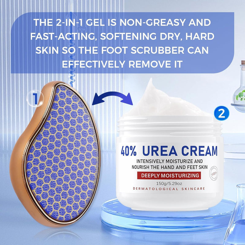 OUKEYA Urea Cream 40 Percent for Foot & Hand Cream with Foot Files for Dry Cracked,Urea Lotion for Feet Maximum Strength