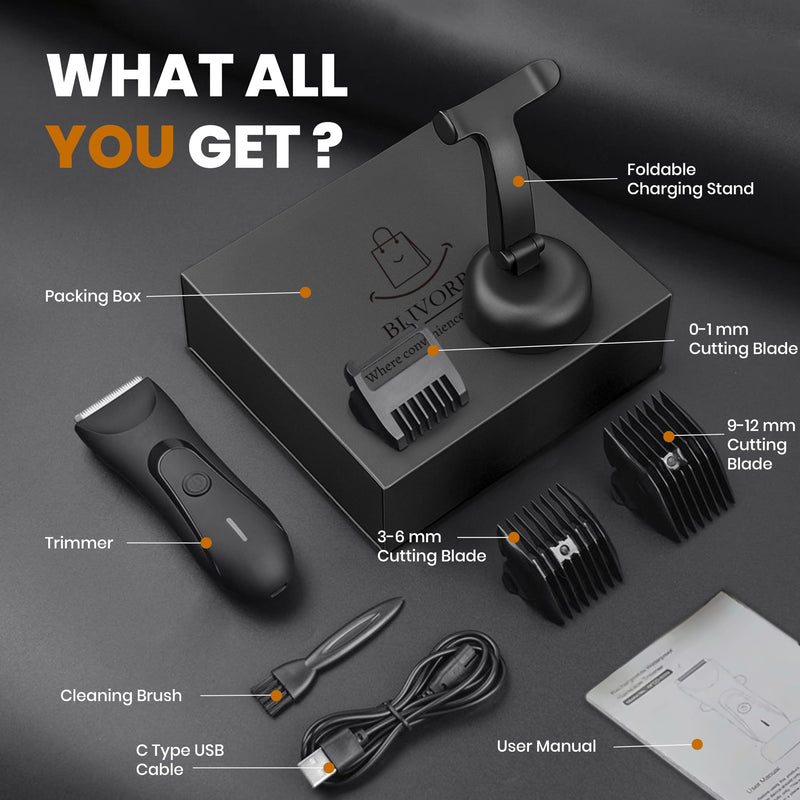 [Australia] - Next Gen Premium Body & Pubic Hair Trimmer – Waterproof Electric Ball Shaver & Groin Hair Clipper with Ceramic Blades – Rechargeable Wet/Dry Trimmer for Men & Women, Chest, Legs, Bikini 