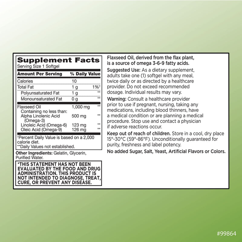 [Australia] - Quality Choice Flaxseed Oil 1000 mg Softgels ‚Äì Cold Pressed, Plant-Based Source of Omega Fatty Acids ‚Äì 120 Easy-to-Swallow Softgels ‚Äì No Artificial Colors or Preservatives 1 