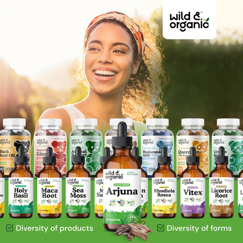 [Australia] - Wild & Organic Arjuna Bark Tincture - Overall Well-Being Supplement - Alcohol-Free Liquid Drops - Terminalia Arjuna Bark Extract - No Sugar & Additives, Non-GMO - 4 fl oz 4 Fl Oz (Pack of 1) 