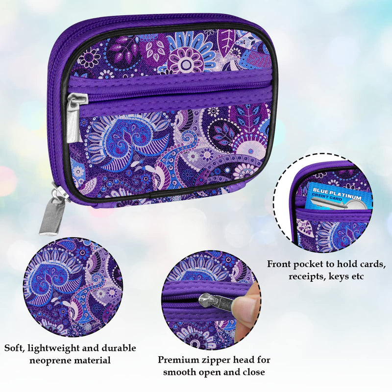 Serfeymi Weekly Travel Pill Organizer Pill Case for Purse with Removable 7 Day Pill Box, Fashionable Travel Medicine Organizer Pill Container for Medicine, Vitamin, Supplement - Bloom 01 + Purple 01 2 Cases + 2 Boxes C. Bloom 01 + Purple 01