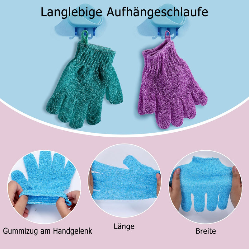[Australia] - EOGRFW 12 pairs of peeling gloves, bathing gloves, peeling gloves, nylon shower gloves, peeling washing gloves body for shower body peeling, 12 colors 