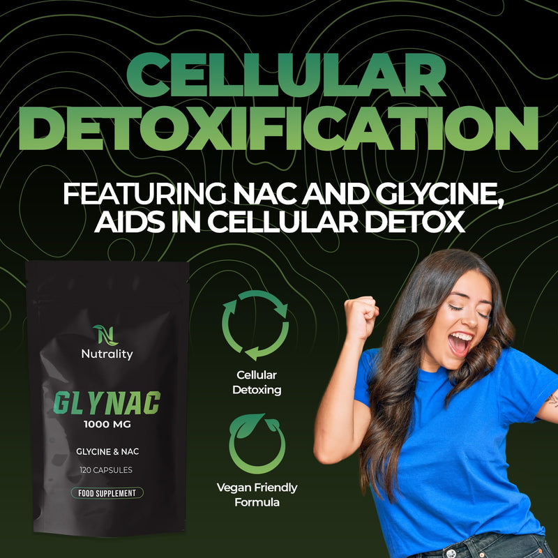 Glynac Supplement 1000mg | Vegetarian | 120 Capsules | Glycine & NAC Formula | Enhanced Health & Wellness | Promotes Youthful Vitality & Anti-Ageing | Antioxidant Support