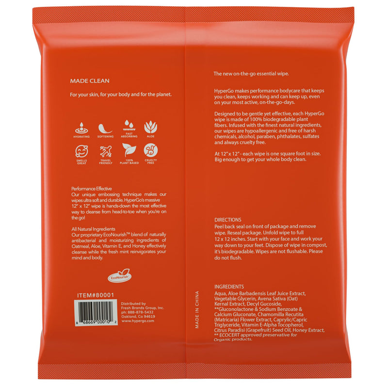 [Australia] - Full-Body Rinse-Free Hypoallergenic Biodegradable Bathing Wipes –All Natural, Refreshing Anytime Anywhere, Post Workout, Camping, Travel, Daily Life, 12”x12” X-Large 20-count, Unscented 1 Pack 20 Count (Pack of 1) 