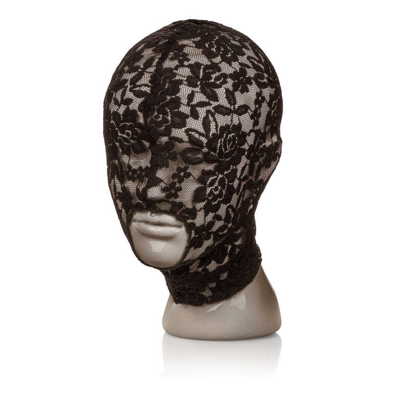 [Australia] - CalExotics Scandal Lace Hood – Erotic BDSM Sex Blindfold for Couples – Open Mouth Role Playing Mask - Black 