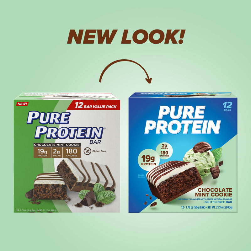 [Australia] - Pure Protein Bars, High Protein, Nutritious Snacks to Support Energy, Low Sugar, Gluten free, Chocolate Mint Cookie,1.76oz, 12 Count (Packaging May Vary) 