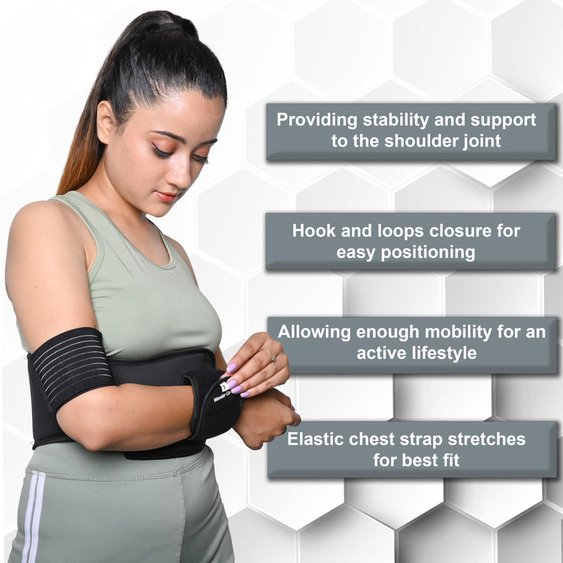 [Australia] - Wonder Care WC -Shoulder Immobilizer Arm Sling Elastic Brace for Clavicle Collar Bone Dislocation Subluxation Shoulder stabilizer Compression Brace After Rotator Cuff Surgery(30"-41") Black Universal(30"-41") 