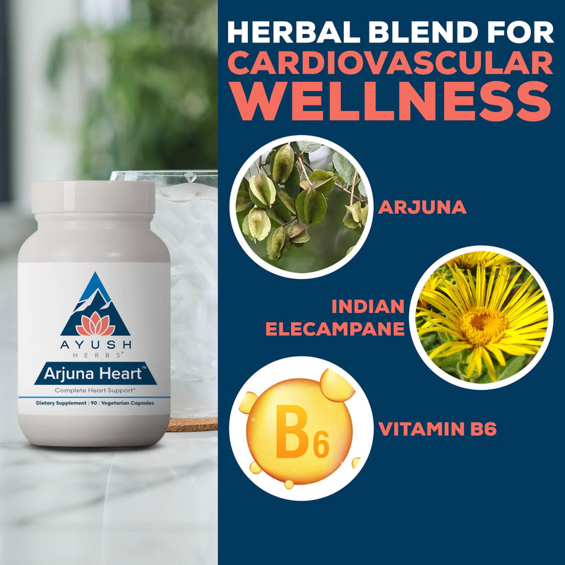 [Australia] - Ayush Herbs Arjuna Heart, Herbal Supplement for Heart Support, Heart-Protection Capsules for Men and Women, 90 Vegetarian Capsules 