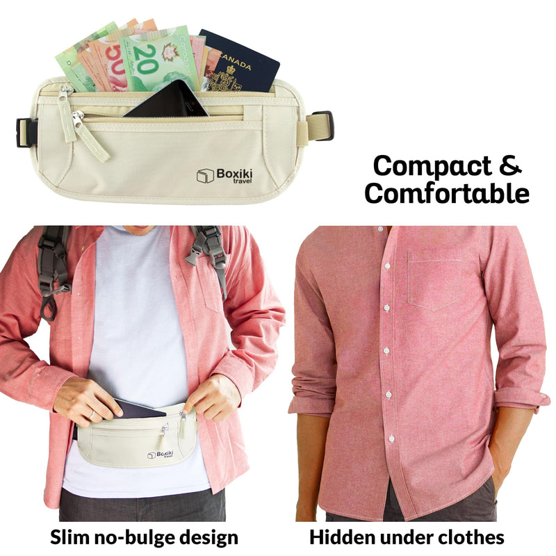 Boxiki Travel RFID Protection Bundle: Money Belt with RFID Sleeves Set and RFID Blocking Sleeves