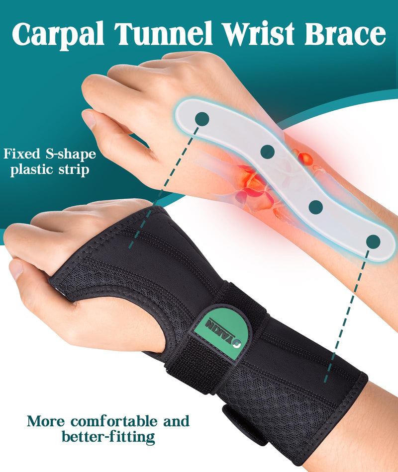Wrist Brace for Carpal Tunnel Night Support, Adjustable Wrist Splint for Tendonitis, Arthritis, Sprains, Wrist Pain Relief, Comfortable Hand Brace for Men and Women Right Left Hand Black-Right Hand L/XL