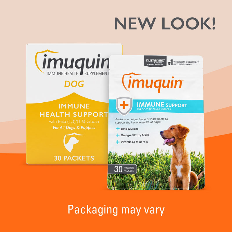Nutramax Laboratories Nutramax Imuquin Immune Health Supplement Powder for Dogs, with Beta Glucans, Marine Lipids, Vitamins and Minerals, 30 Packets, Updated Version - PawsPlanet Australia
