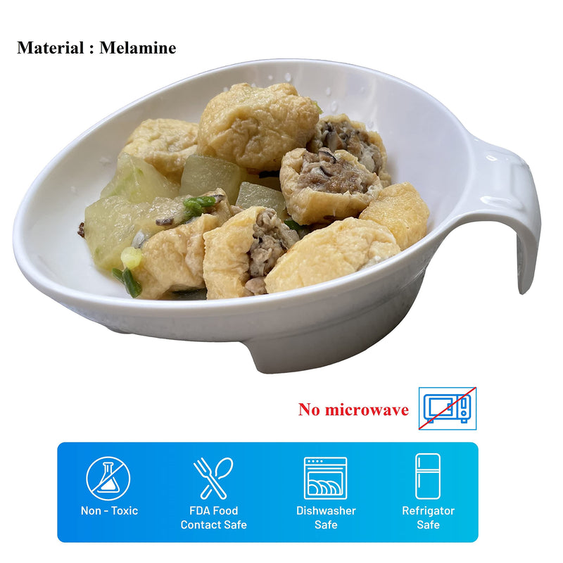 [Australia] - Adaptive Scoop Plate with Handle - Non-Skid Melamine Bowl for Disabled Adults, One-Handed Plates for Elderly with Tremor, Arthritis or Parkinson's, 6 Inch, Spill-Proof, by Senior ICare 