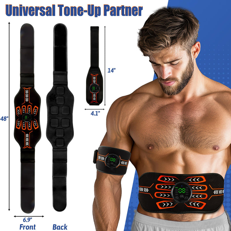 [Australia] - Electronic Muscle Stimulator, Abs Stimulator Muscle Toner, Ab Machine Trainer for All Body, Rechargeble for Fitness Strength Training Workout Equipment for Men and Women(Waist + Arms) 
