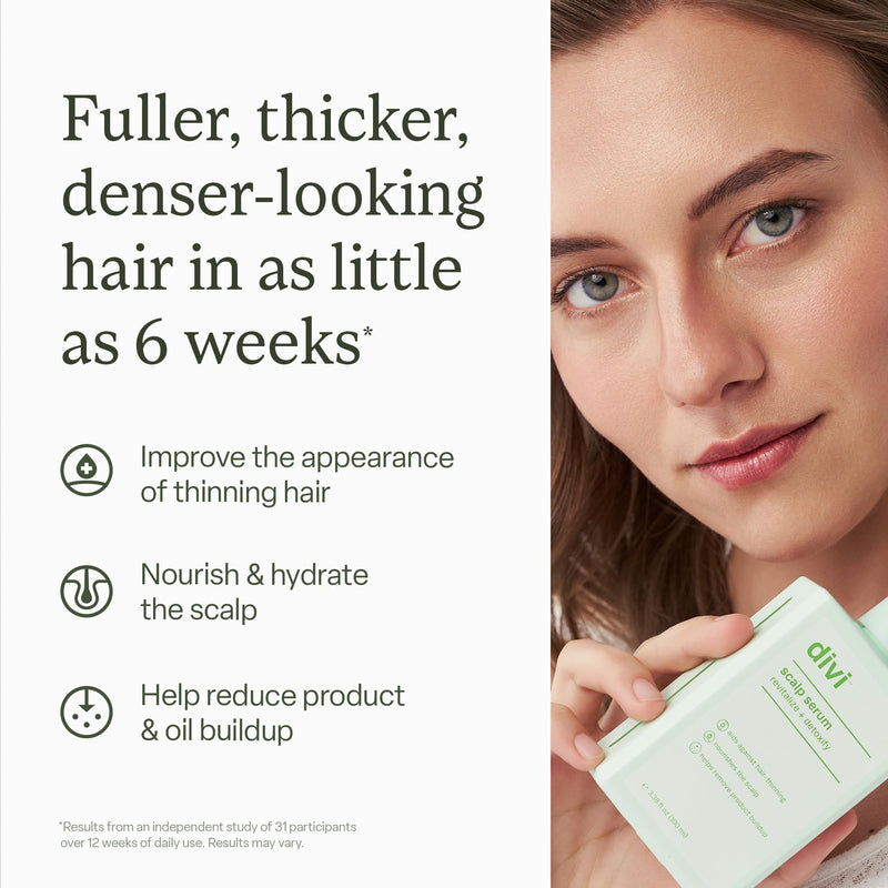 Divi Scalp Serum | To Promote Fuller-Looking Hair with Peptides | 30ml | Multi-Peptide Complex, Caffeine, Rosemary Oil, Vegan, Non-Greasy, Thinning Hair, Fuller-Looking Hair, Scalp Serum, 30ml 30 ml - 1 Month Supply