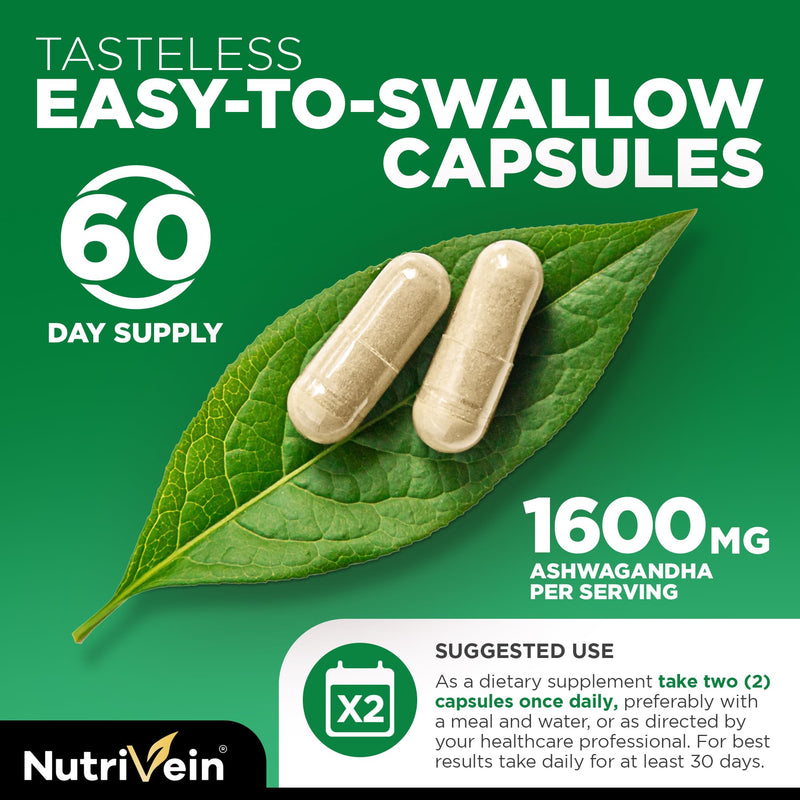 Nutrivein Premium Ashwagandha Capsules & Resveratrol Supplement Bundle: High-Absorption Resveratrol Capsules and Ashwagandha Supplements for Balance, Vitality, & Repair