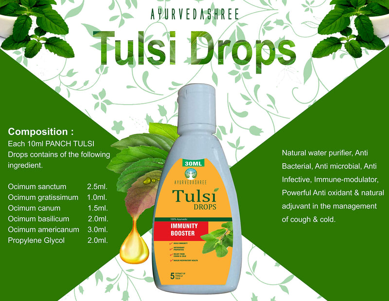 [Australia] - Tulsi Drops Natural Immunity Booster 30 ML Pack - Certified 5 Different Rare Tulsi, Holy Basil Drops 30 ML 