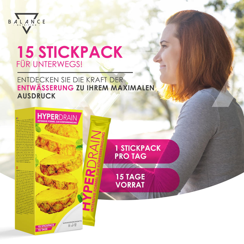 [Australia] - HYPERDRAIN® Bromelain 5000 GDU/g - 15 liquid stick packs | Lose Weight Fast Fat Burner | Bromelain high dose | Extra strong and concentrated detox formula with pineapple juice and milk thistle 