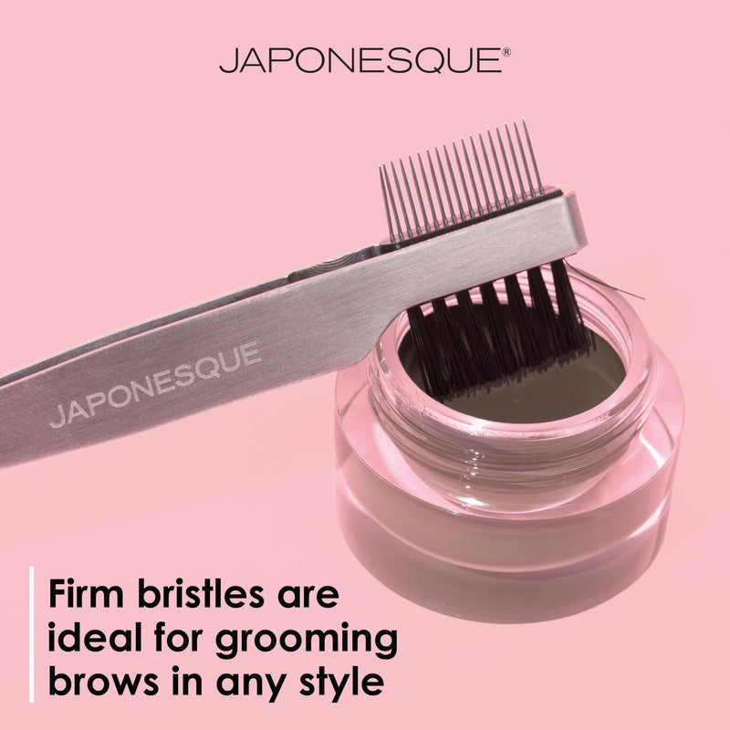 JAPONESQUE Premium Brow Shaper 3-IN-1 Tool Features a Slant Tweezer, Brow Brush & Lash Comb. Precision Crafted, Hand Sharpened Tips for Shaping & Defining Brows